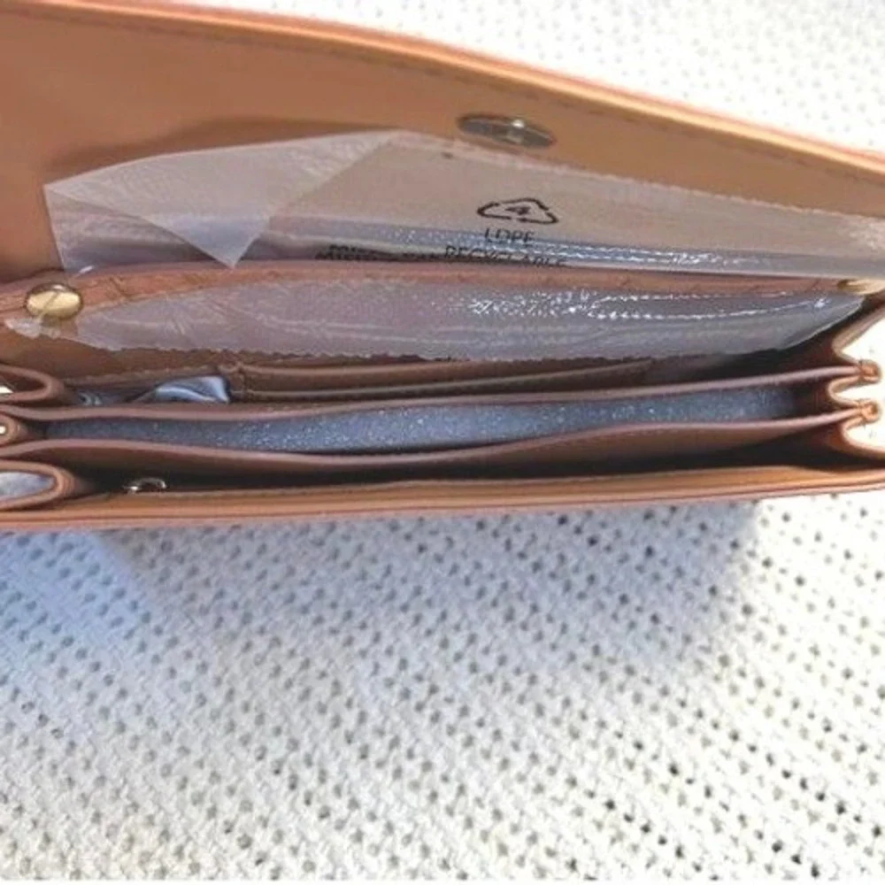 A New Day Cora Clutch Crossbody Bag Cognac Croc Embossed